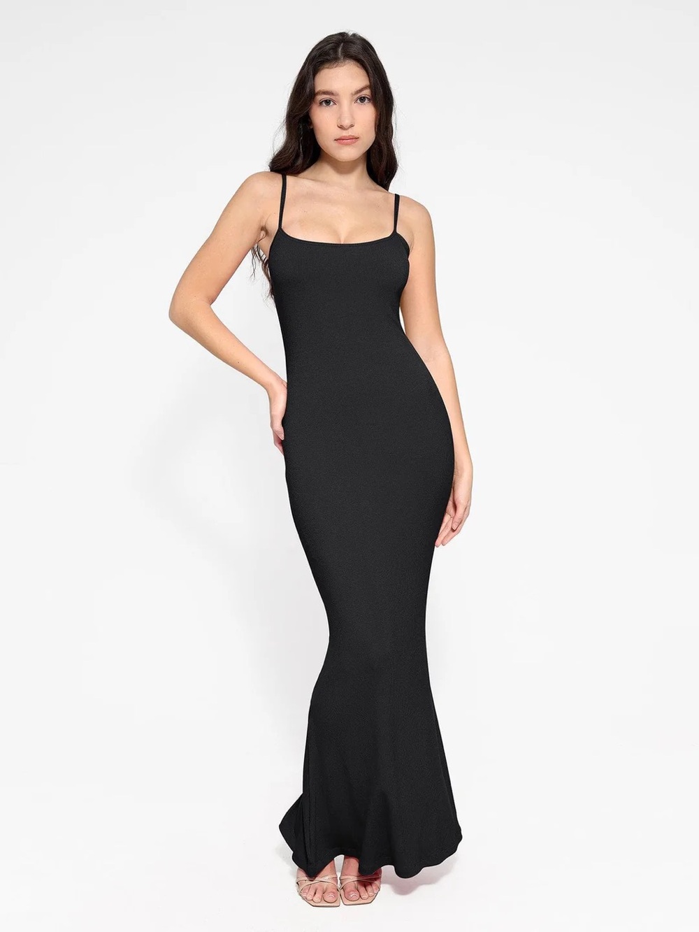 Commense Black Spaghetti-Strap Maxi Dress